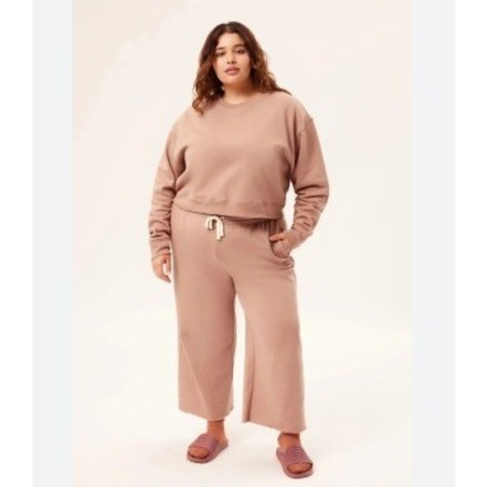 Girlfriend Collective Wide Leg Sweatpants Clay Pink Recycled Organic Cotton L